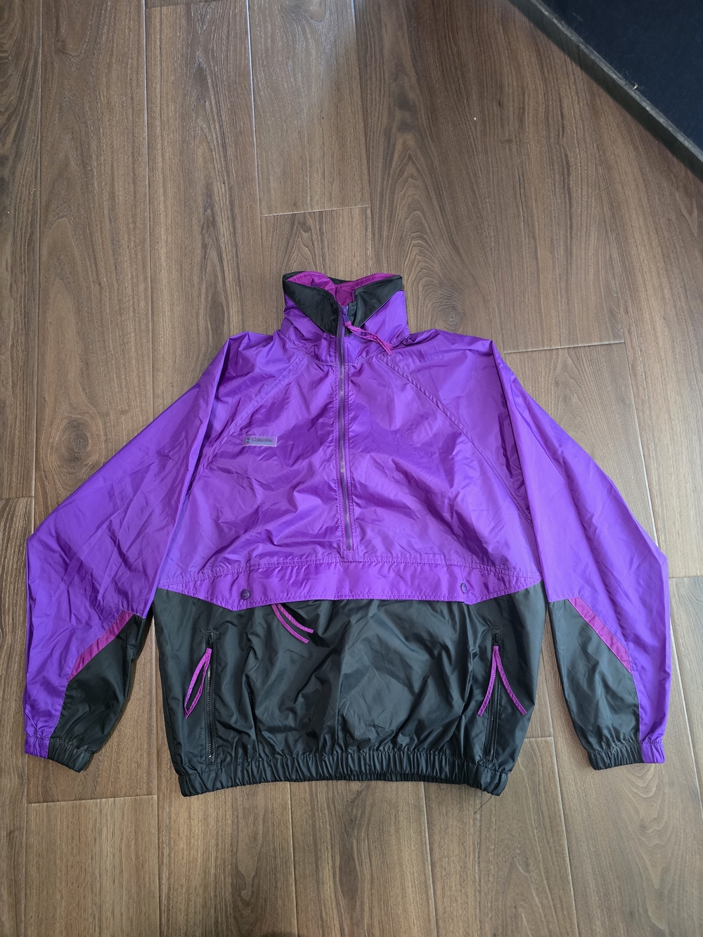Purple and Black Pullover Bomber Jacket by